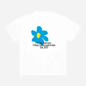 Arbor Antwerp Flower Oasis Blue T-shirt White - Back Print
