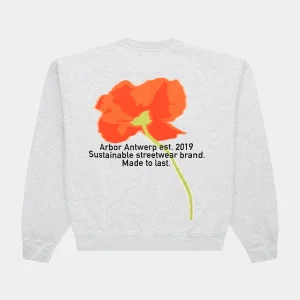 Arbor Antwerp - Orange Poppy Crewneck - Grey