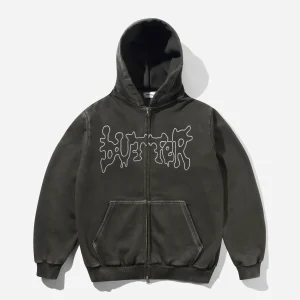 Butter Goods - Blotch Zip Thru Hood - Washed Black