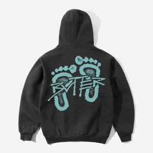 Butter Goods - Footprints Pullover Hood - Charcoal