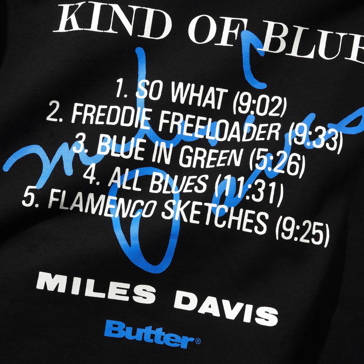 Butter Goods x Miles Davis - Kind Of Blue Pullover Hood - Black – Image 5