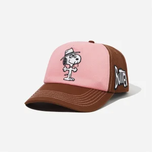 Butter Goods x Peanuts - Spike 5 Panel Cap - Brown / Light Pink