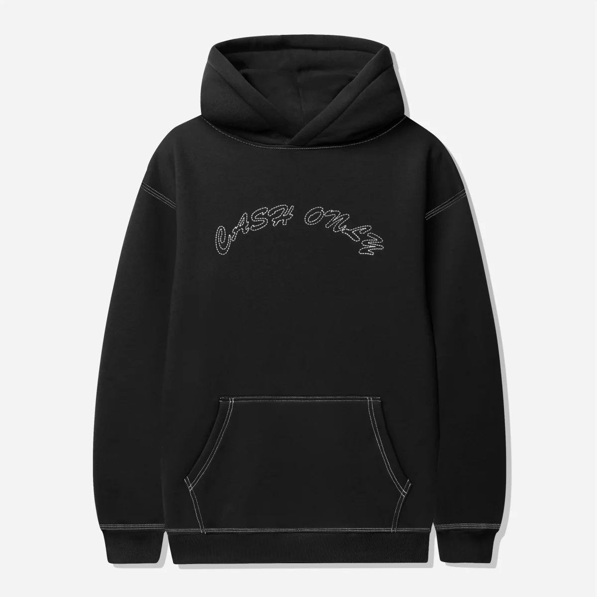 Cash Only - Stitch Logo Pullover Hood - Black – Image 2