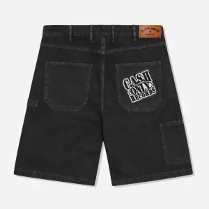 CASH ONLY - RECORDS DENIM SHORTS - Black