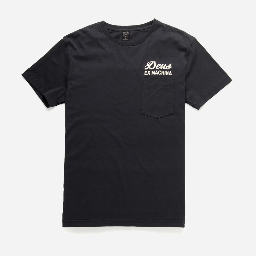 DEUS EX MACHINA - BIARRITZ ADDRESS POCKET TEE - Black – Image 3