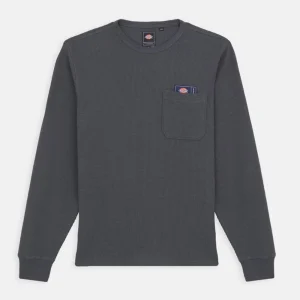 DICKIES X POP TRADING - WAFFLE LS - Charcoal