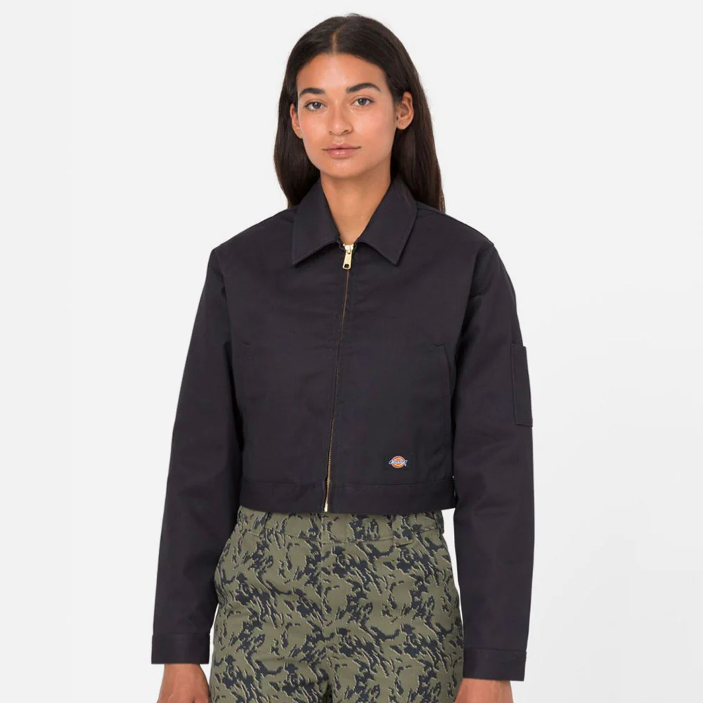 DICKIES - WOMEN UNLINED CROPPED EISENHOWER JACKET REC - BLACK – Image 3