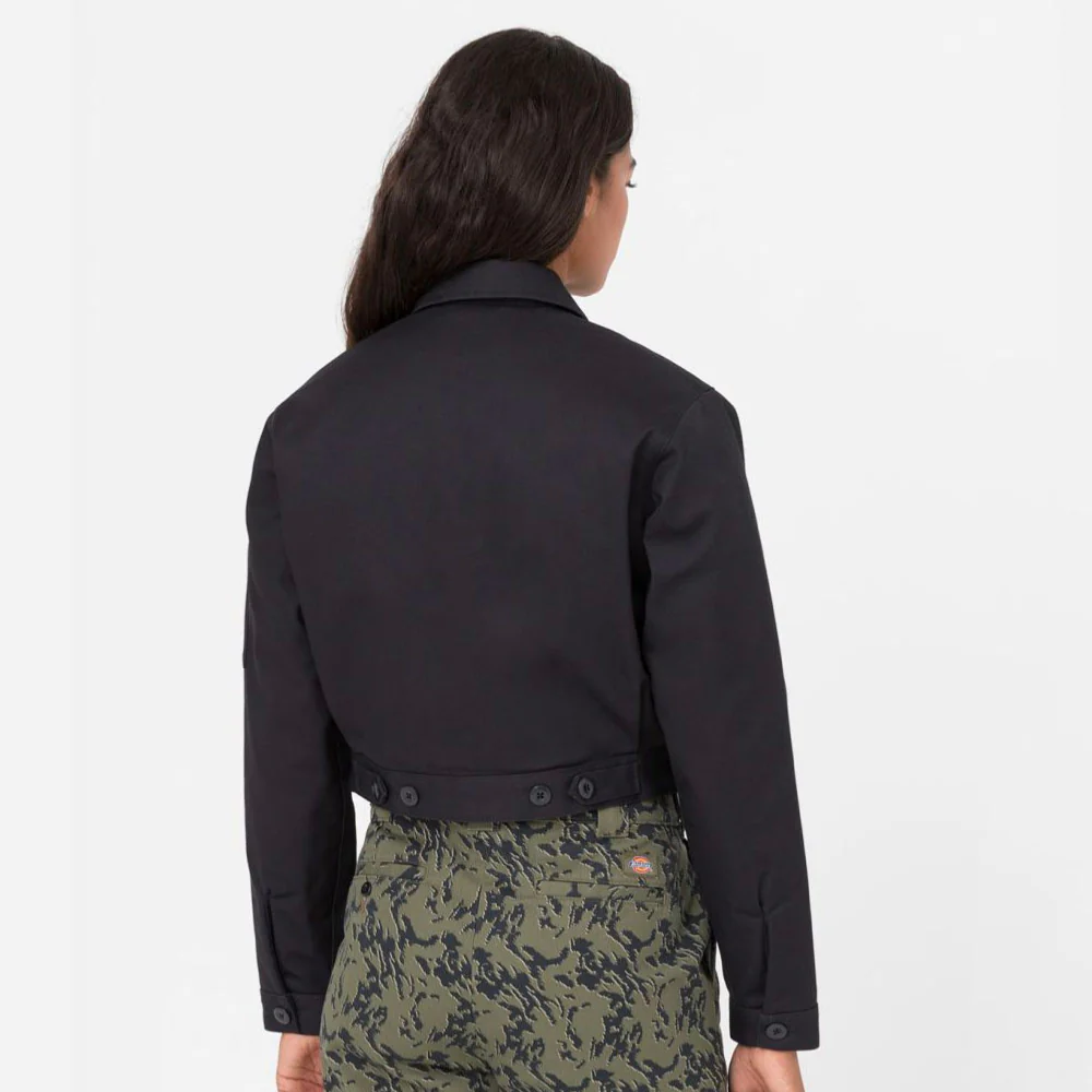 DICKIES - WOMEN UNLINED CROPPED EISENHOWER JACKET REC - BLACK – Image 4