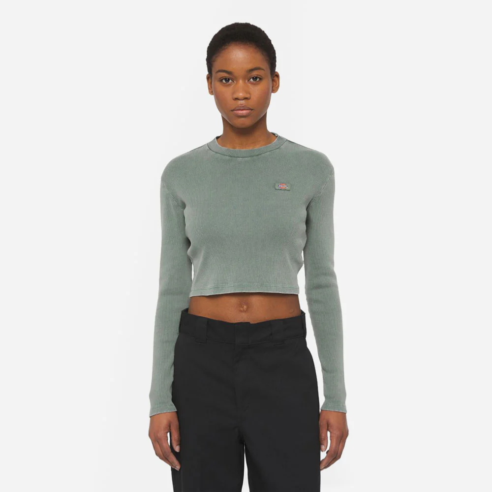 DICKIES - NEWINGTON LS TEE DOUBLE DYE - Acid Wash Light Green – Image 3