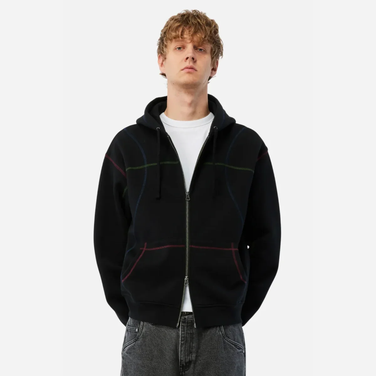 Dime - Court Zip Hoodie - Black Multi – Image 3
