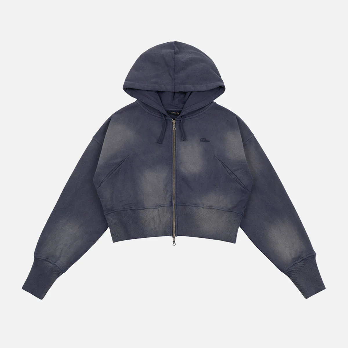 Dime - Croped Zip Hoodie - Navy Washed – Image 2