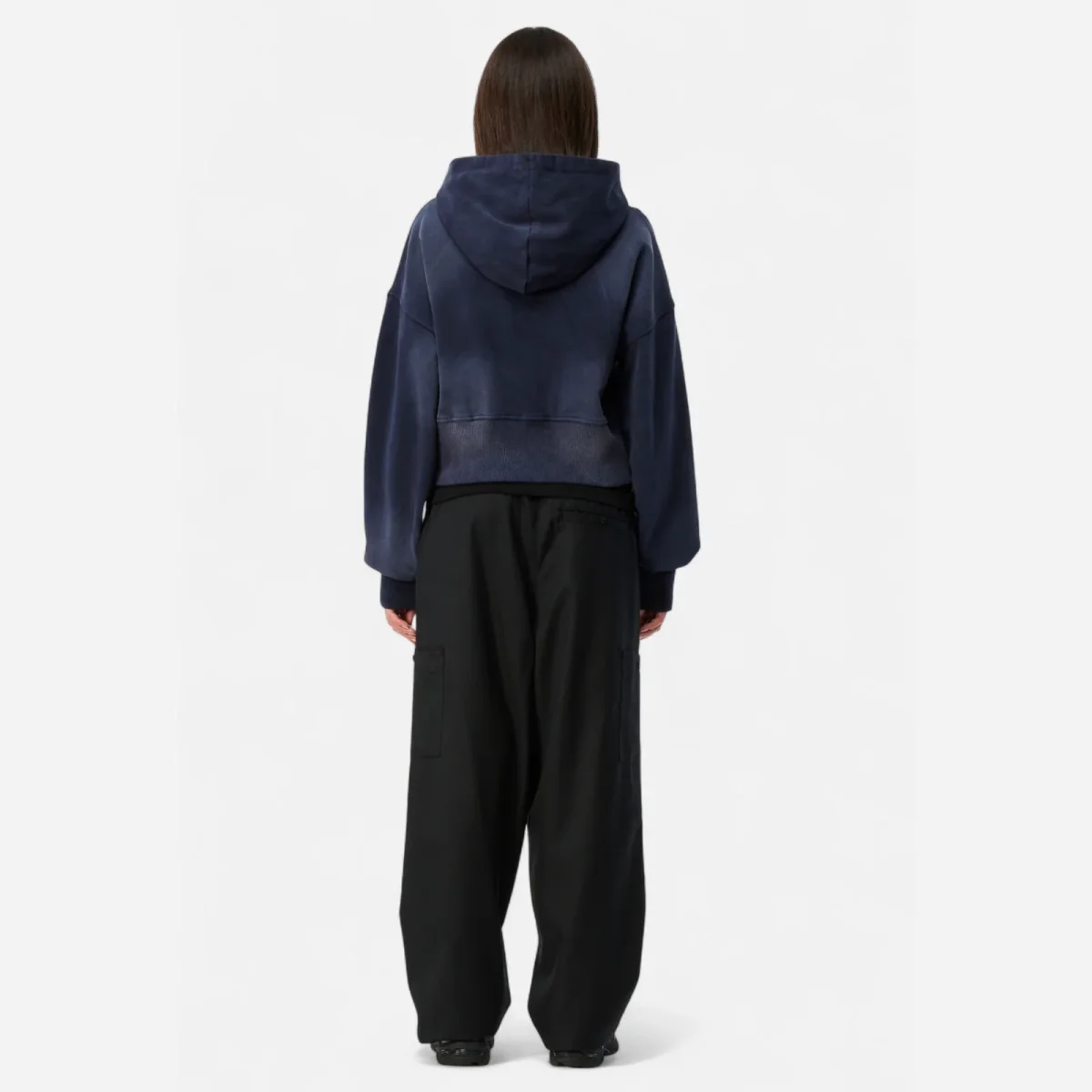 Dime - Croped Zip Hoodie - Navy Washed – Image 7