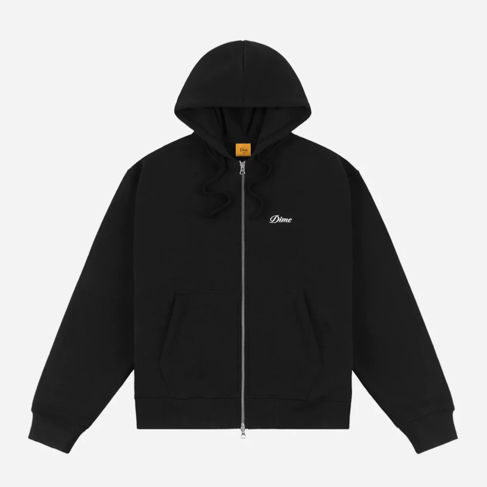 DIME - CURSIVE SMALL LOGO ZIP HOODIE - Black – Image 2