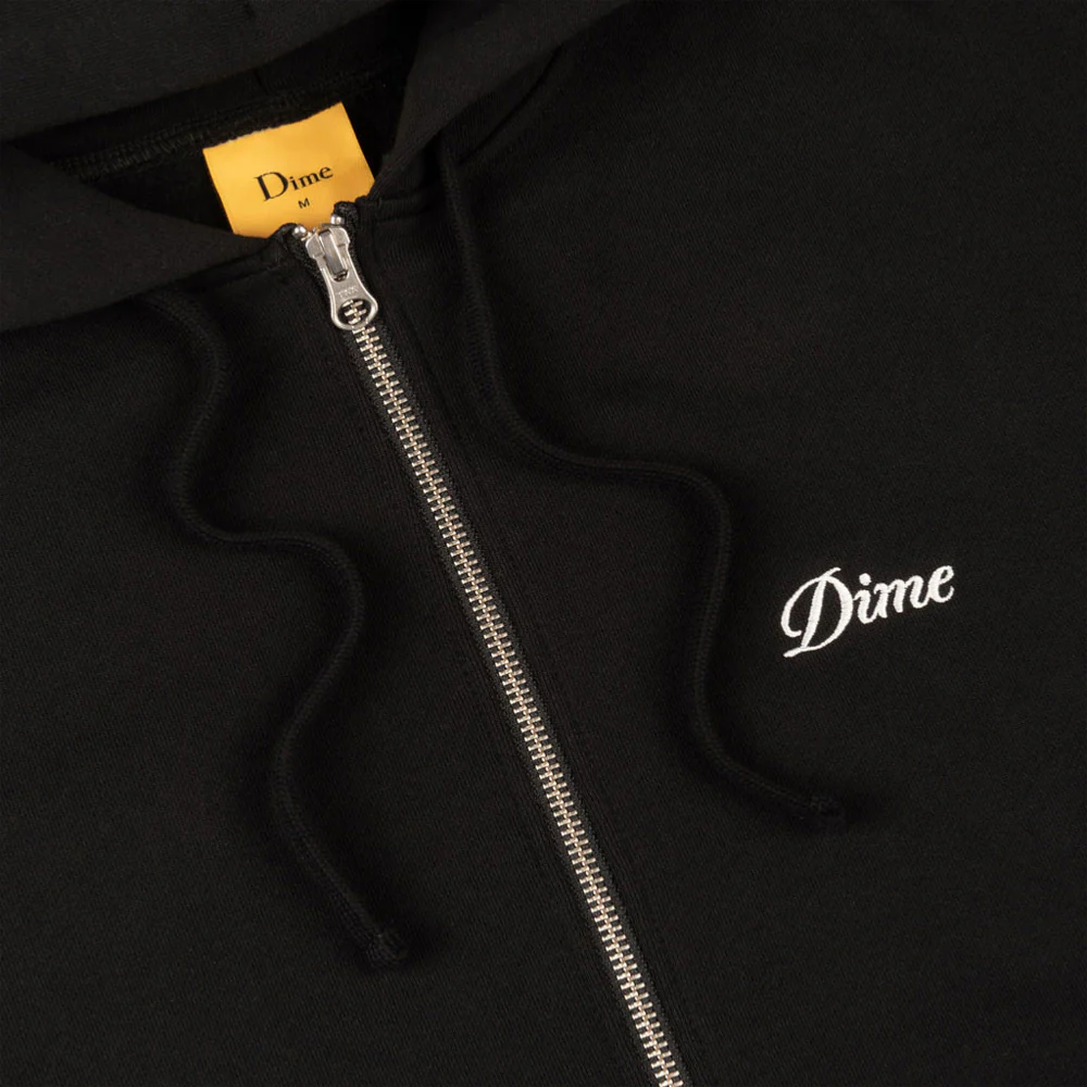 DIME - CURSIVE SMALL LOGO ZIP HOODIE - Black – Image 3