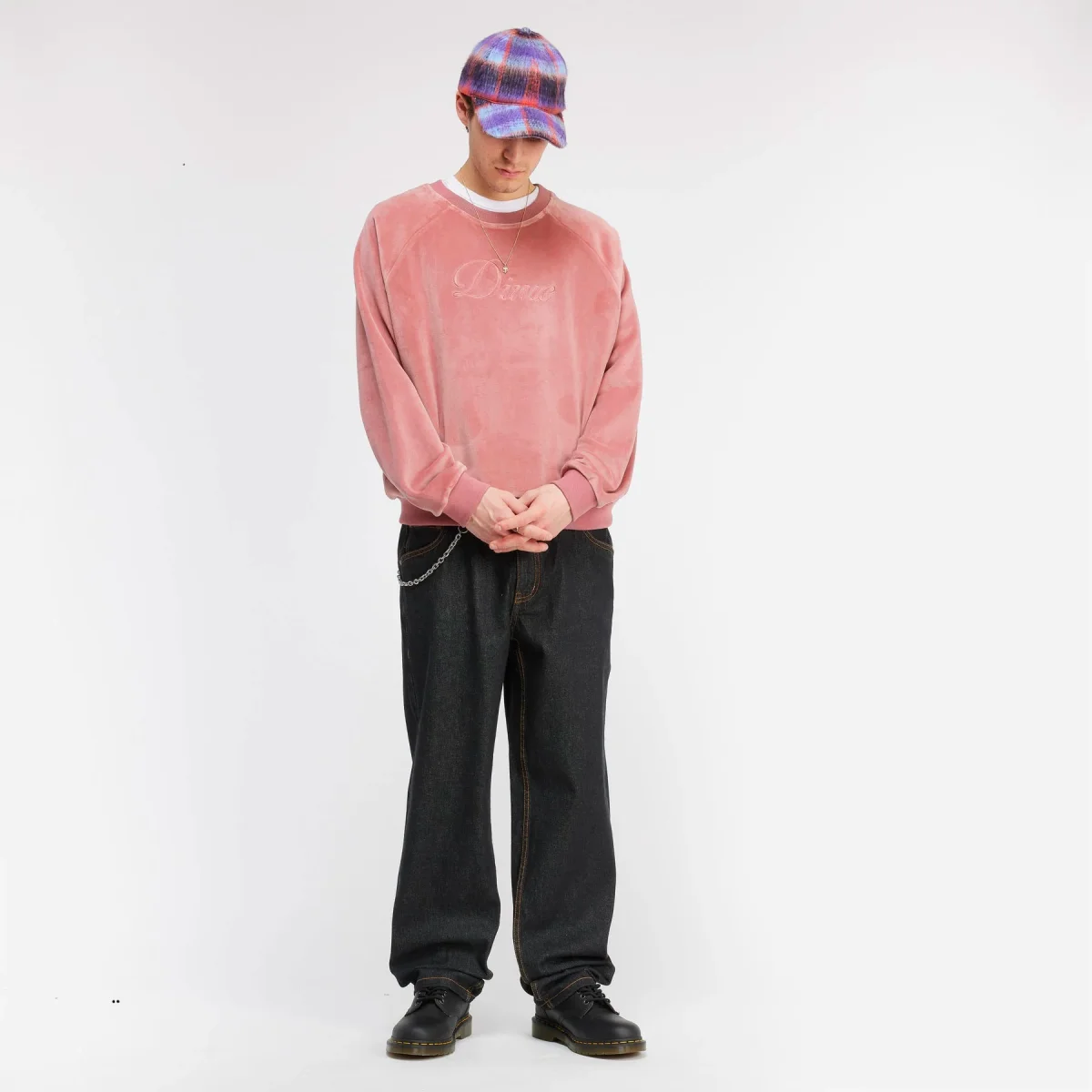 DIME - CREWNECK CURSIVE VELVET- Dusty pink – Image 3
