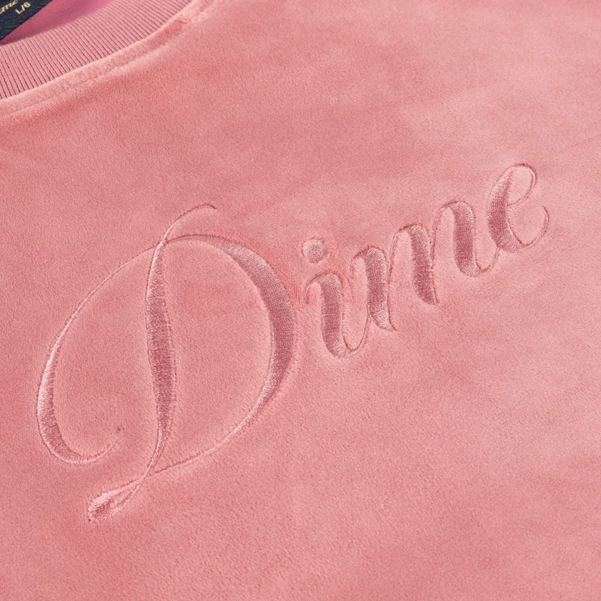 DIME - CREWNECK CURSIVE VELVET- Dusty pink – Image 4