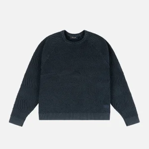 Dime - Wave Knit Sweater - Navy