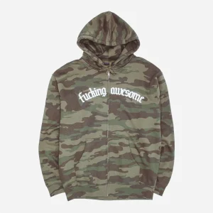 Fucking Awesome - Letter Logo Zipped Hoodie - Camo