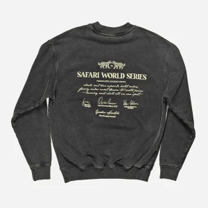 Goodies Sportive - Safari World Series Crewneck - Black Stone Washed