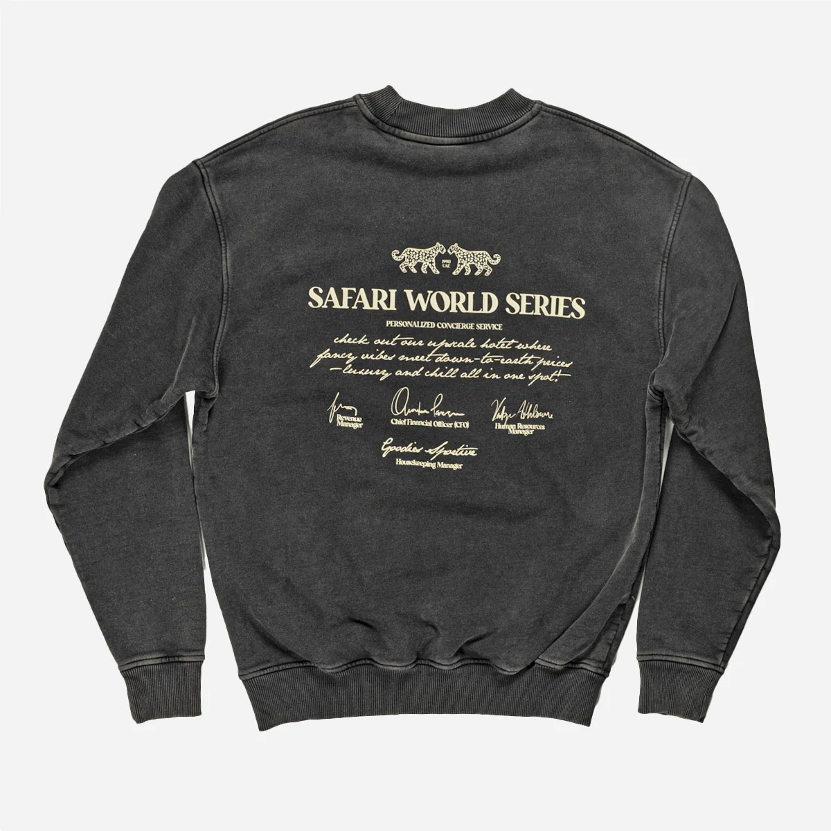 Goodies Sportive - Safari World Series Crewneck - Black Stone Washed