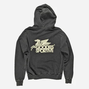 Goodies Sportive - Vintage Pegasus Hoodie - Black Stone Washed