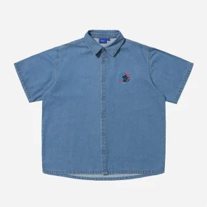 Hélas- Bad Washed Denim Shirt - Light Blue