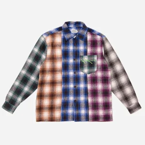 HODDLE - SPECTRUM FLANNEL SHIRT  - Orange Blue Purple