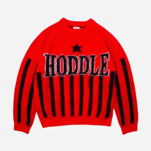Hoddle - Star Above Mohair Football Heavy Weight Knit - Black / Red