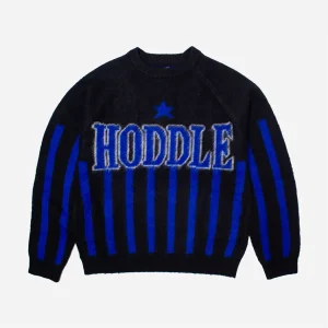Hoddle - Star Above Mohair Football Heavy Weight Knit - Black / Navy