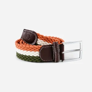 Magenta - Tri Braided Belt - Khaki / Natural / Rust