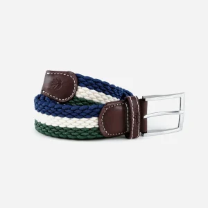 Magenta - Tri Braided Belt - Blue / Natural / Green