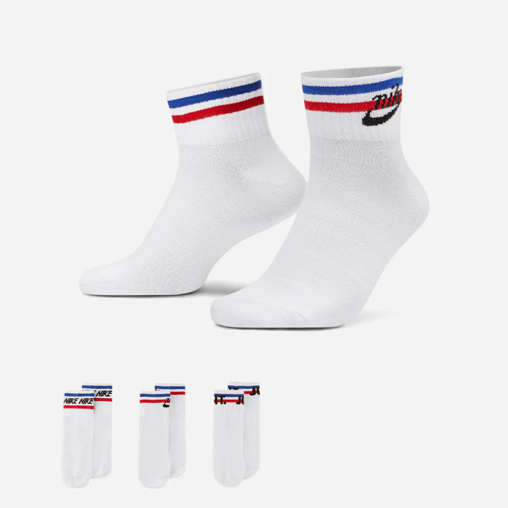 Nike - Everyday Essential 3 Pack Ankle Socks - White / Black / Royal – Image 2