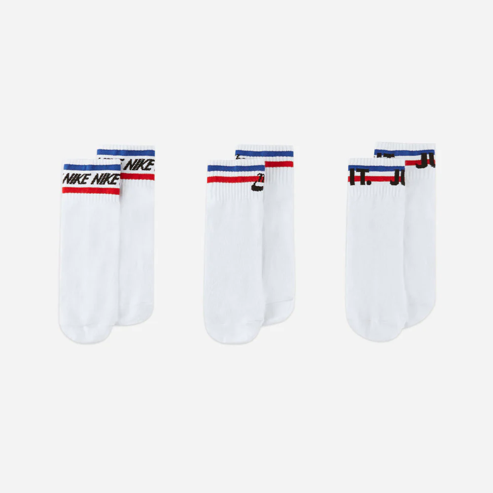 Nike - Everyday Essential 3 Pack Ankle Socks - White / Black / Royal – Image 4