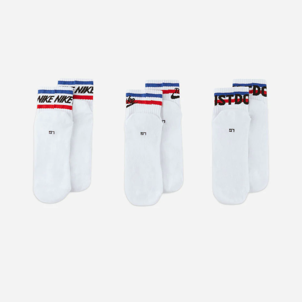 Nike - Everyday Essential 3 Pack Ankle Socks - White / Black / Royal – Image 5