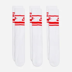 Nike - Everyday Essential Stripe 3 Pack Socks - White / Red