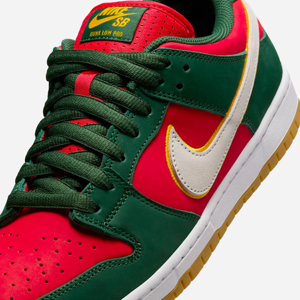 Nike SB - Dunk Low Premium Seattle SuperSonics - Fire White University Gold Fire Red – Image 7