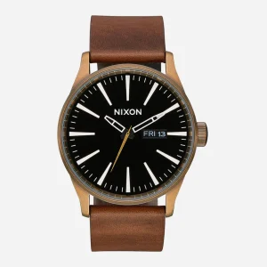 NIXON - SENTRY LEATHER - Brass Black Brown