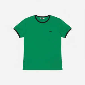 T-shirt Obey Femme - Duvall Ringer SS Green