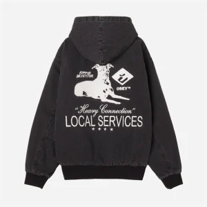 OBEY - LOCAL SERVICE ZIP UP HOOD JACKET - Faded Black