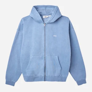 OBEY - LOWERCASE PIGMENT ZIP HOOD - Pigment coronet blue