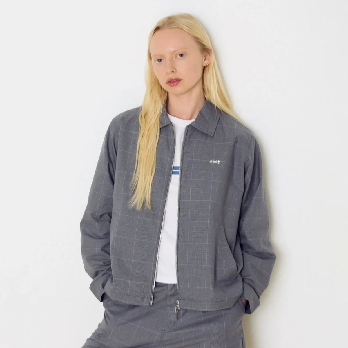 Veste Obey Femme - Olivia Plaid Jacket Grey – Image 3