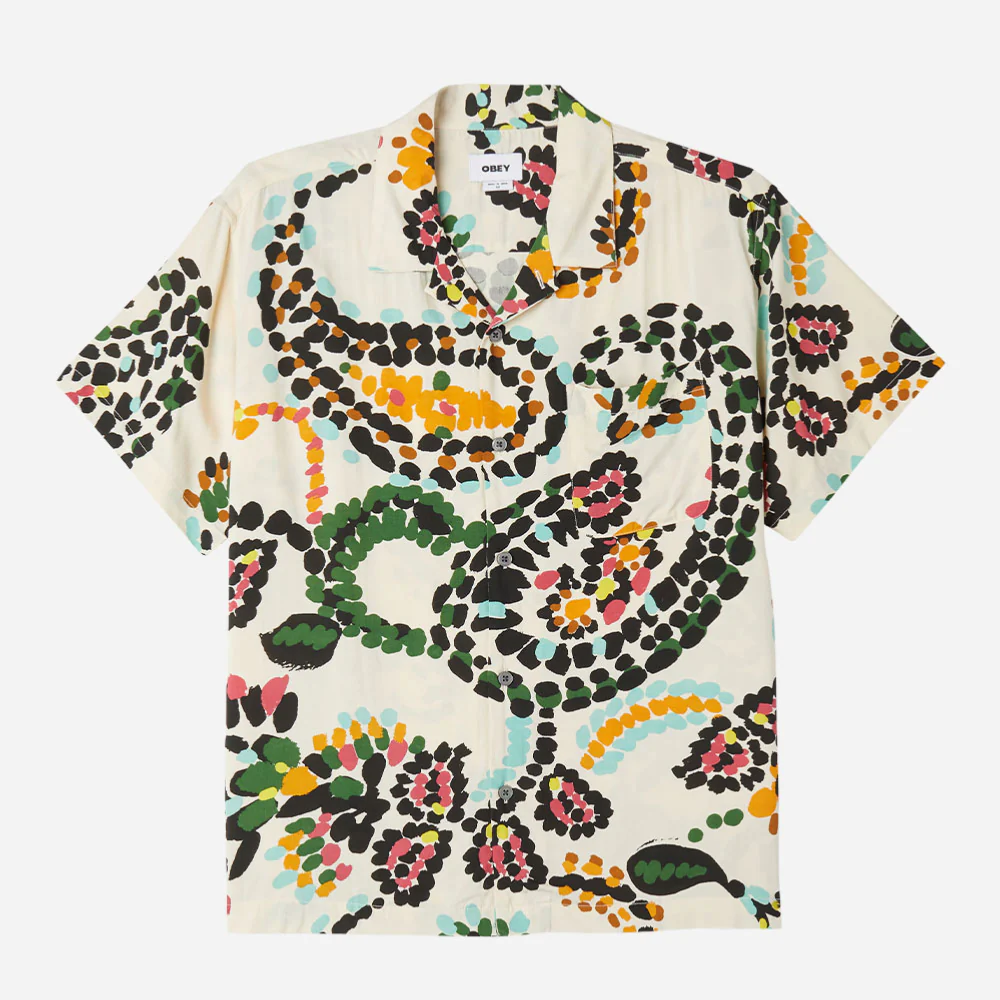 OBEY - PAISLEY DOTS WOVEN - White smoke multi – Image 2