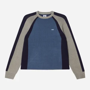 Obey - Raglan Crewneck Sweater - Dull Blue Multi