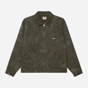 Obey - Workman Zip Jacket - Black Olive Wrinkle Wash
