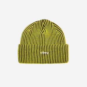 Obey- Bowery II Tone Rib Beanie - Flourescent Green Multi