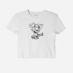 OBEY - DEVIL CROPPED EMMA RIB T-SHIRT - White
