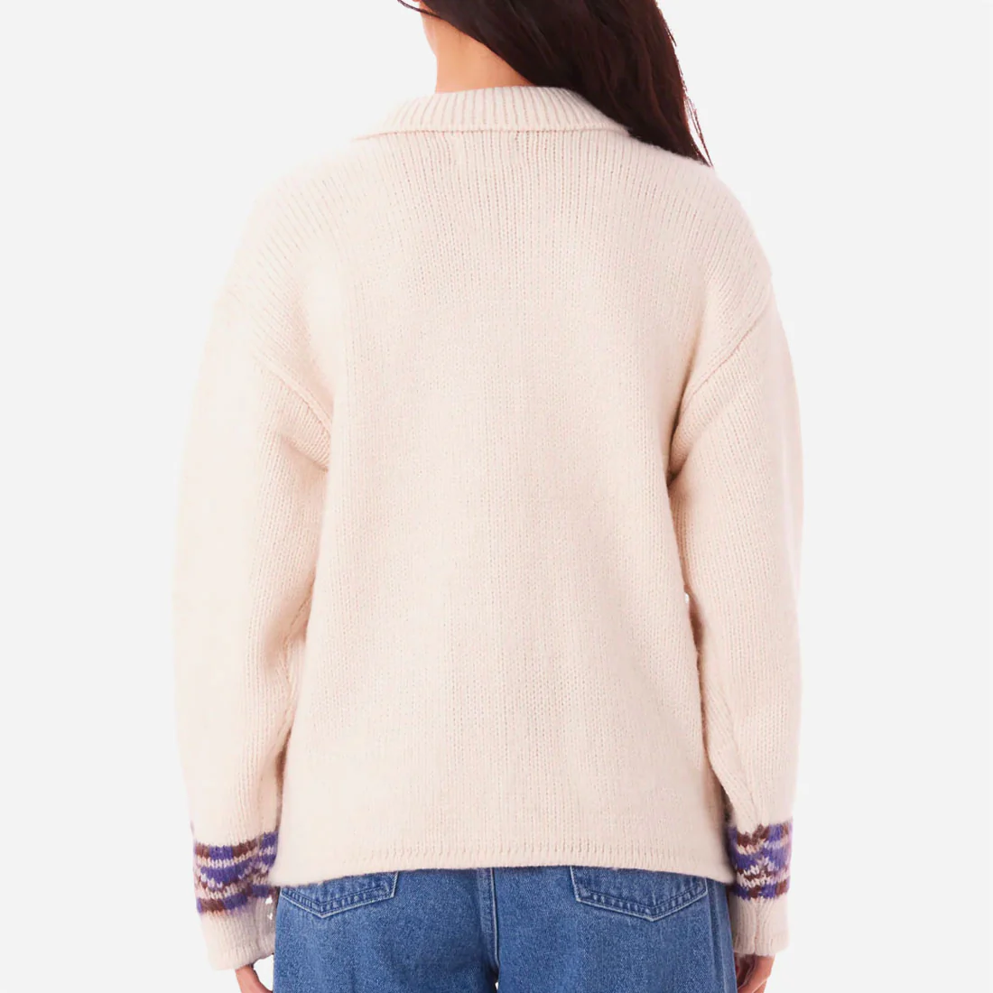 OBEY W - SWANS ZIP SWEATER - Unbleached Multi – Image 5