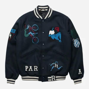 PARRA - RUN SIT & BIKE VARSITY JACKET - Navy Blue