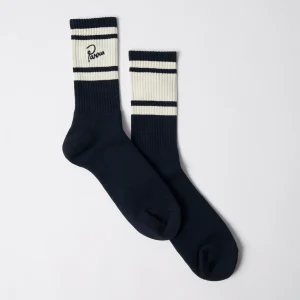 Chaussettes Parra - Signature Striped Crew Socks Navy Blue