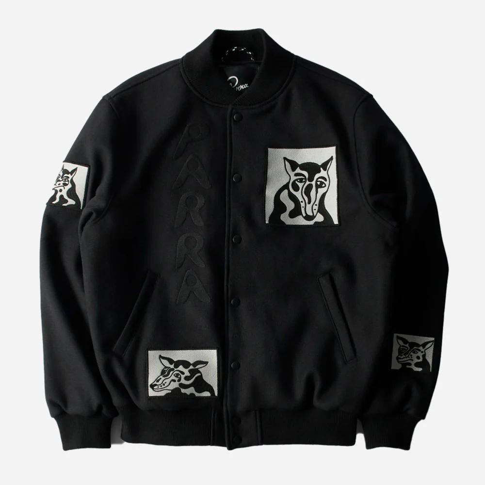 PARRA - DOG FACED VARSITY JACKET- BLACK – Image 2